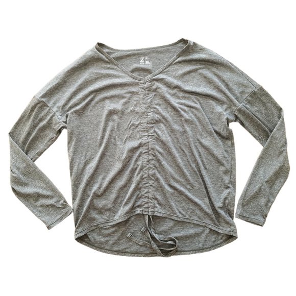 Zella green striped rouched athetic top long sleeve - Picture 5 of 9